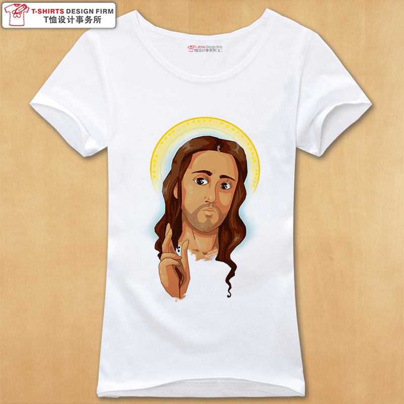 夏装新品耶稣基督教十字架教徒教父图案新款纯棉T恤设计护身潮流