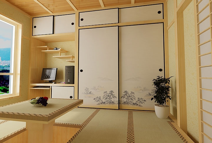 日本和室榻榻米福斯玛门彩绘门格子门订做天地袋衣柜门移门推拉
