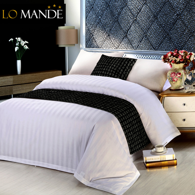 罗曼德酒店宾馆床上用品棉质40支加密3cm缎条单件被套被罩单双人