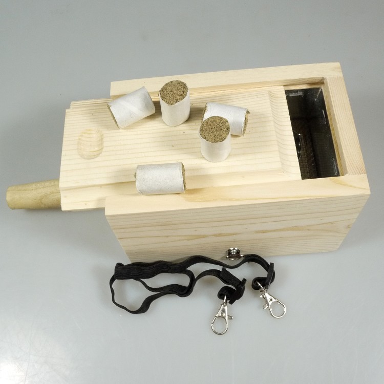 艾草 温灸器 艾灸木盒纯实木 单格 双柱艾盒 双孔艾灸盒 艾条艾绒