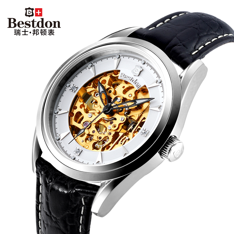 新品发布 瑞士邦顿手表 潮流时尚全镂空 机械表全自动男表水钻表