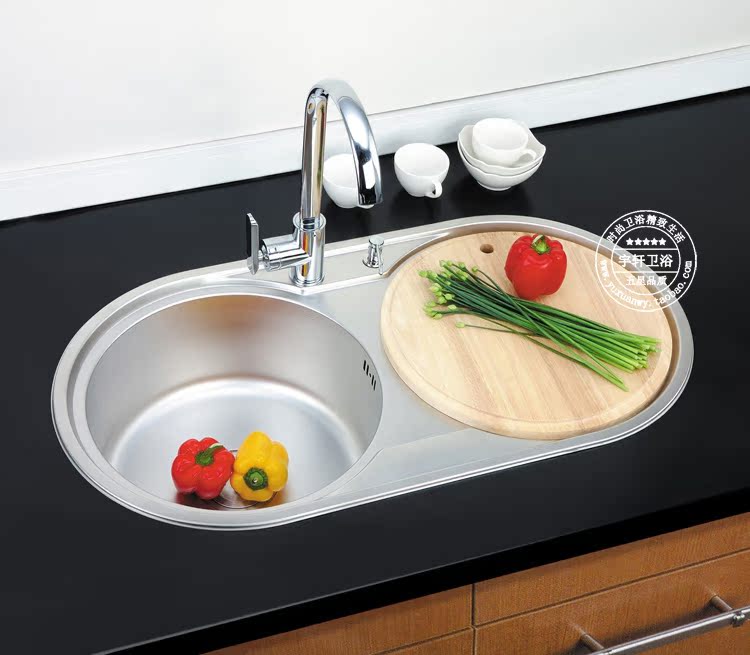 不锈钢水槽圆形 洗菜盆双槽套餐 水池厨房水盆一体成型洗碗池圆盆