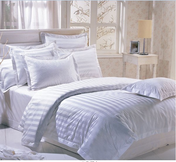 特价金益通利酒店宾馆床上用品三分缎条四件套 纯棉床单被套1.8床