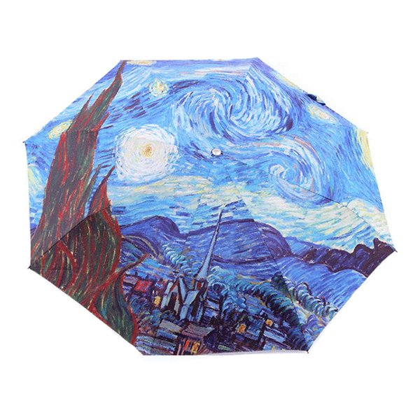 欧洲梵高油画伞防晒伞防紫外线折叠自动银胶晴雨伞 遮阳太阳伞