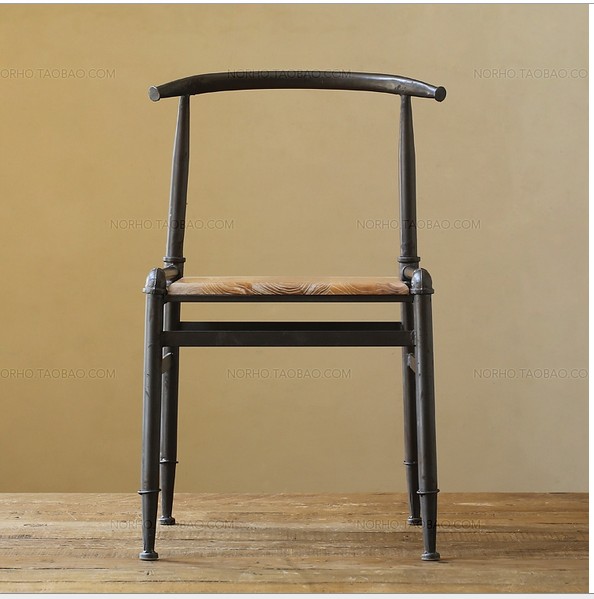 牛角椅美式餐椅欧式简约复古设计师椅子酒店餐厅靠背椅书房椅