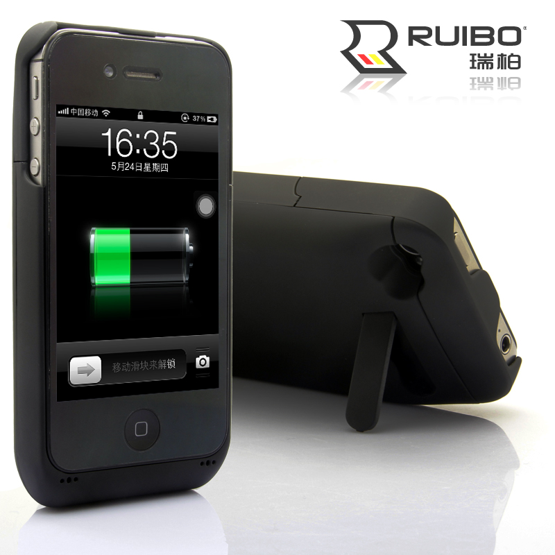 正品ruibo 苹果4s iphone4背夹电池 大容量移动电源 超薄后盖电池