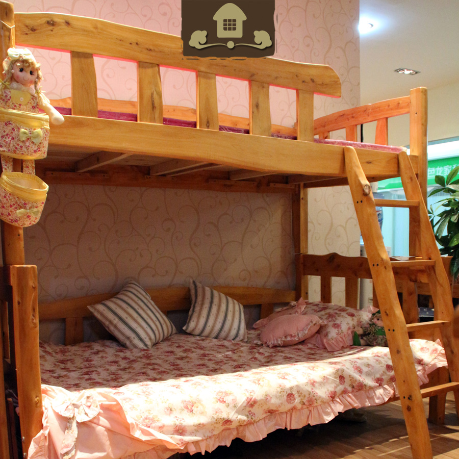 柏木子母床上下床高低床双层床儿童床香柏木实木家具原木风柏木床