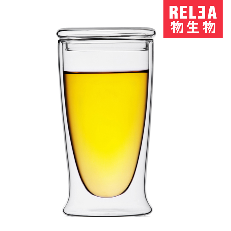 RELEA/物生物 双层玻璃杯情侣杯 花茶杯 创意果汁杯 办公牛奶杯
