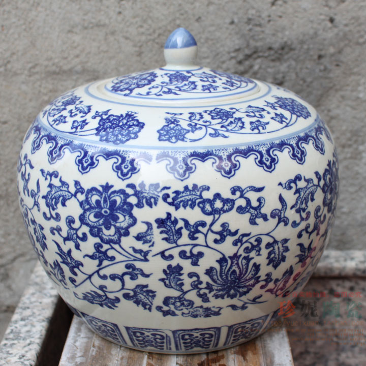 景德镇陶瓷盖罐传统青花瓷 茶叶罐 中药罐 药材罐 储物罐干果糖罐