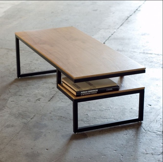 时尚长方形茶几宜家简约现代艺术小客厅沙发铁艺复古实木桌创意