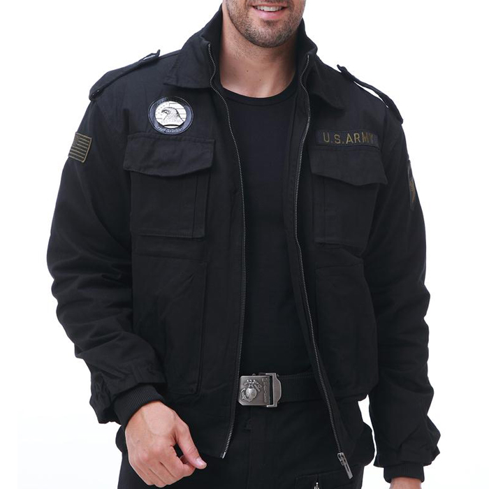 野战服饰美式 空降师飞行夹克 黑色 立领单夹克 送围巾