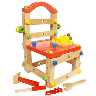 精品幼得乐创意工作椅 鲁班椅 拆装工具台 儿童益智木制无毒玩具