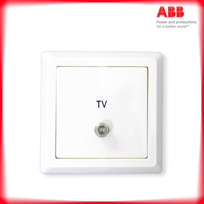 ABB开关插座面板86型德逸白色弱电信息插座一位宽频电视插座AE303