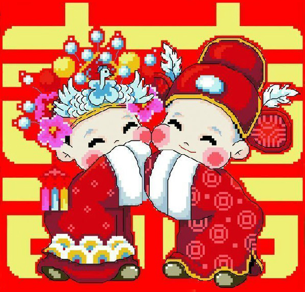 【特卖】钻石画方钻满钻二代十字绣 中式中国式婚礼结拜堂婚爱情
