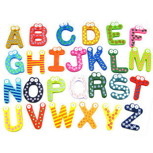 木制数字26个英文字母冰箱贴婴幼儿童宝宝早教益智卡通磁铁玩具贴