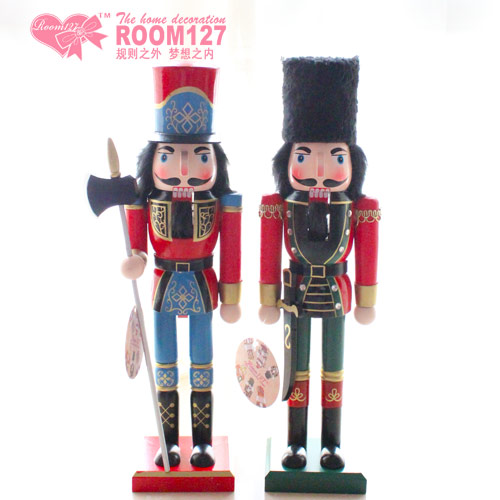Room127新品包邮38CM传统英国斧头兵剑士胡桃夹子木偶装饰摆件
