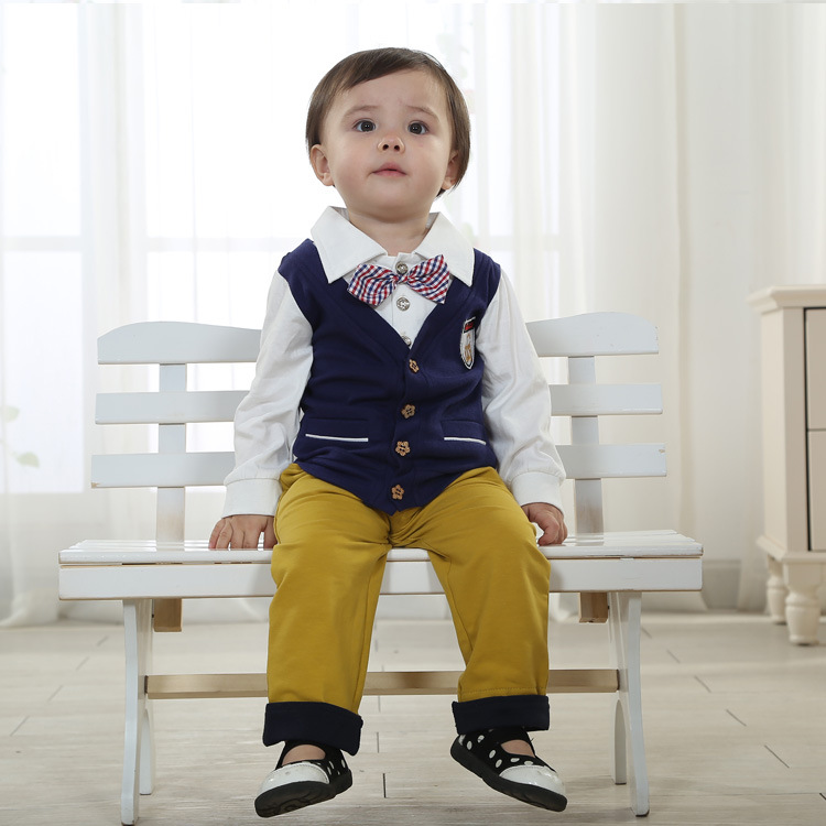 品牌男童装2016新款 1-3岁儿童婴幼儿宝宝摄影服 小礼服两件套装
