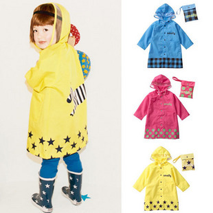 SMALLY超可爱卡通造型儿童雨衣宝宝带帽子双层带拉链雨披带松紧袖