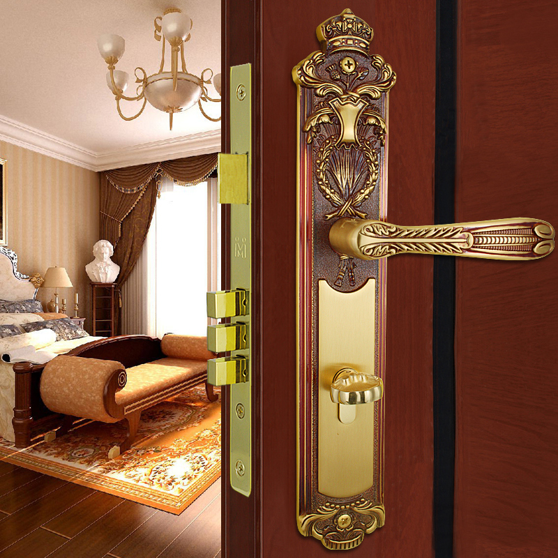 正品 全纯铜室外大门锁 对双开欧式室内外门锁 仿古木门大铜锁