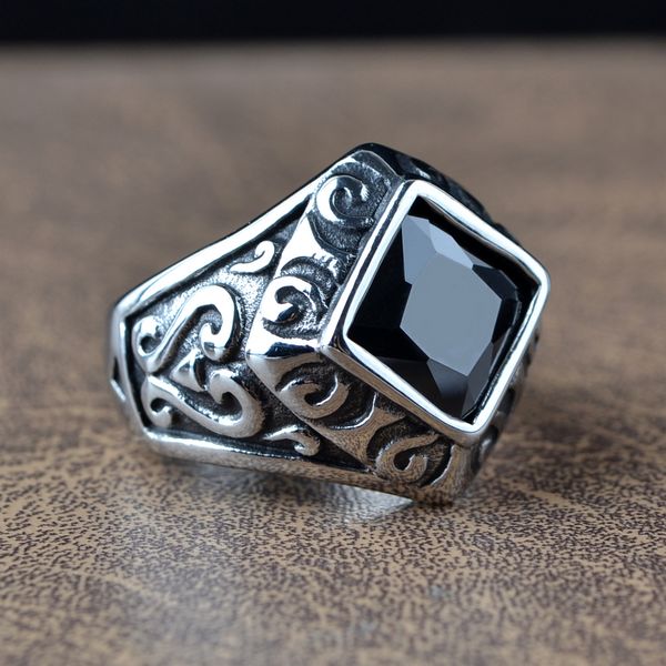 欧美潮流男士魔戒 指环 玛瑙复古时尚韩版个性单身戒指男钛钢饰品
