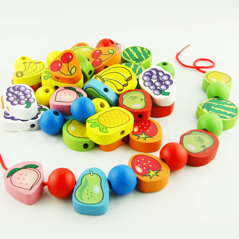 儿童56粒水果串串乐大颗积木1-5岁宝宝串珠穿线幼儿早教益智玩具