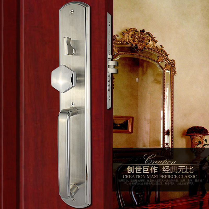 正品304不锈钢室外别墅大门锁 纯铜锁芯 单开对开防盗大门锁 特价