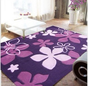 加厚田园腈纶紫色花地毯客厅地毯茶几地毯卧室地毯床边地垫定做