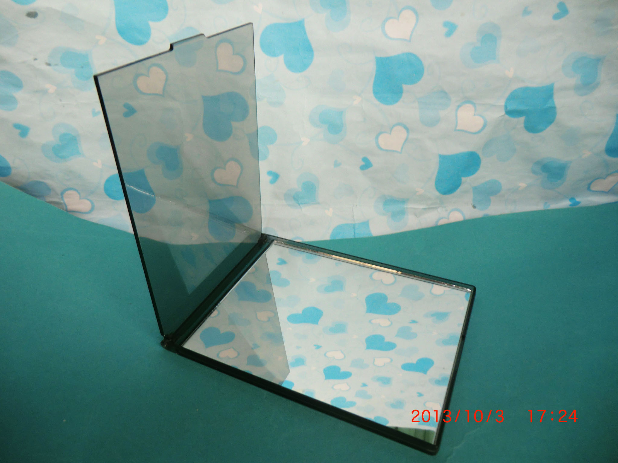 折叠单面 环保透明料有闪粉 方形镜子 化妆镜 台式镜 出口精品镜