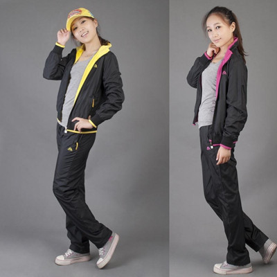 秋款新品运动装春季运动套装女款两面穿涤纶运动服时尚休闲韩版