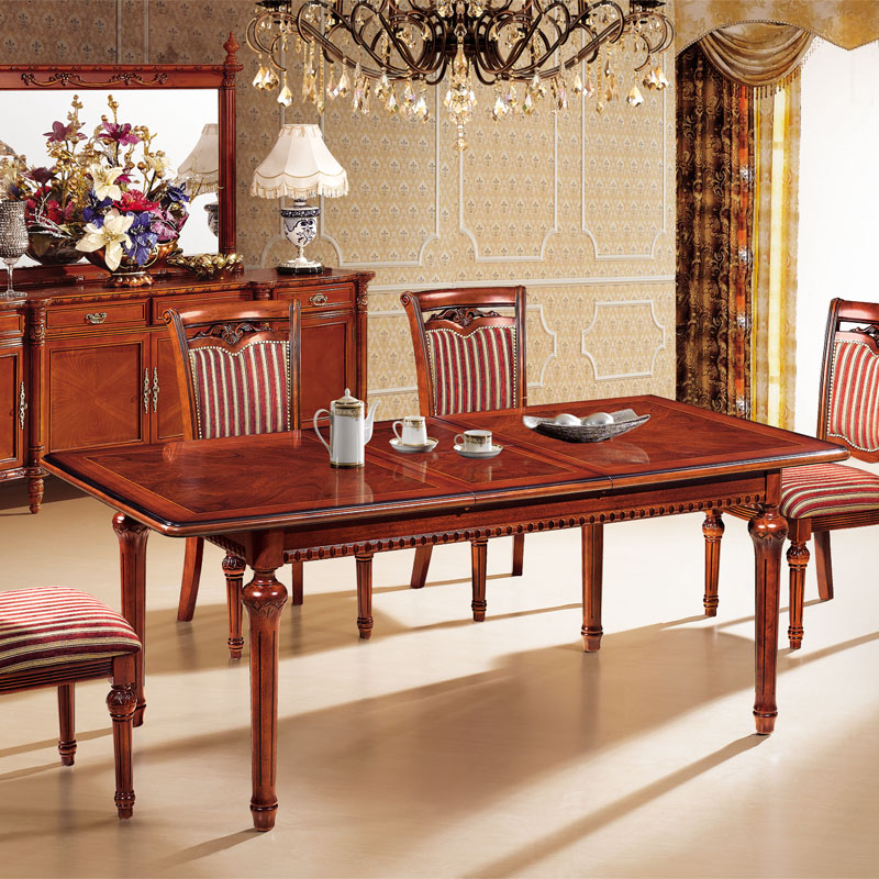 欧式餐桌田园实木餐桌椅组合雕花橡木餐桌一桌四椅特价餐台818