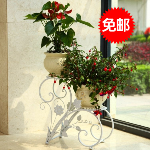 特价包邮 欧式铁艺阳台梯形花盆架 落地式客厅室内外两层植物花架