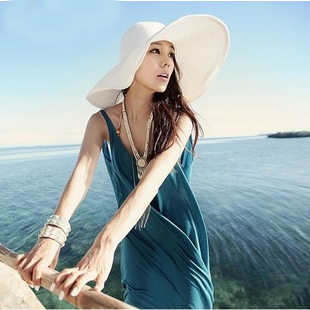 韩国日本时尚沙滩街拍遮阳帽草帽不变形太阳帽草编帽大沿草帽子女