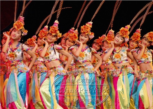 中国风古典舞蹈女士俏花旦表演服装 少数民族舞蹈演出舞台服装