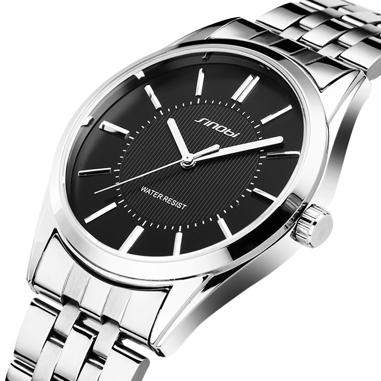 时诺比正品男表 精钢防水 品牌手表男士韩国版时尚商务钢带腕表