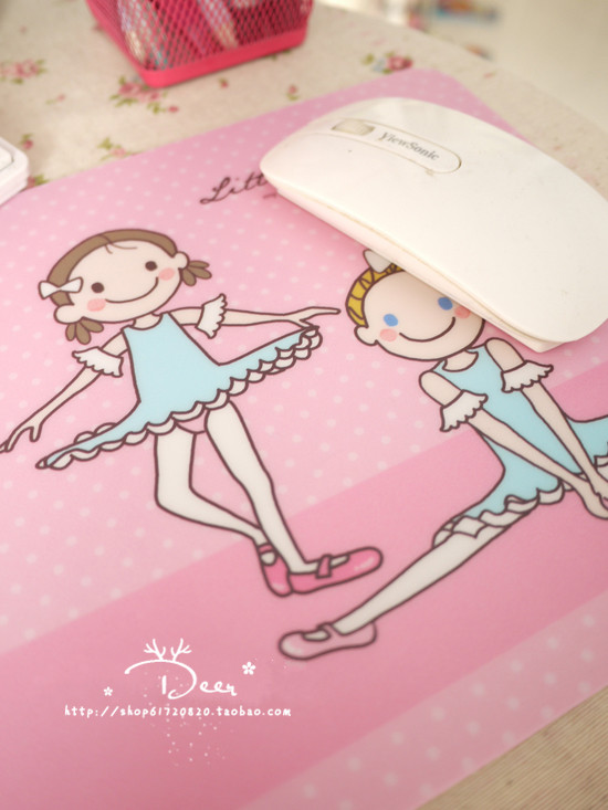 可爱粉嫩芭蕾女孩防滑鼠标垫 青春纪念 防滑鼠标垫 超强附着力