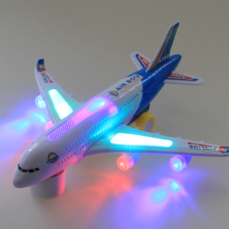 空中巴士闪光电动飞机直升机儿童电动玩具飞机模型拼装玩具男孩
