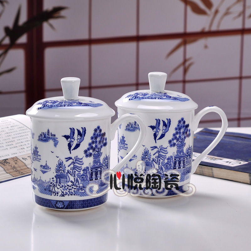 景德镇陶瓷茶杯骨瓷杯办公杯老板杯瓷器杯商务茶杯 茶杯陶瓷带盖