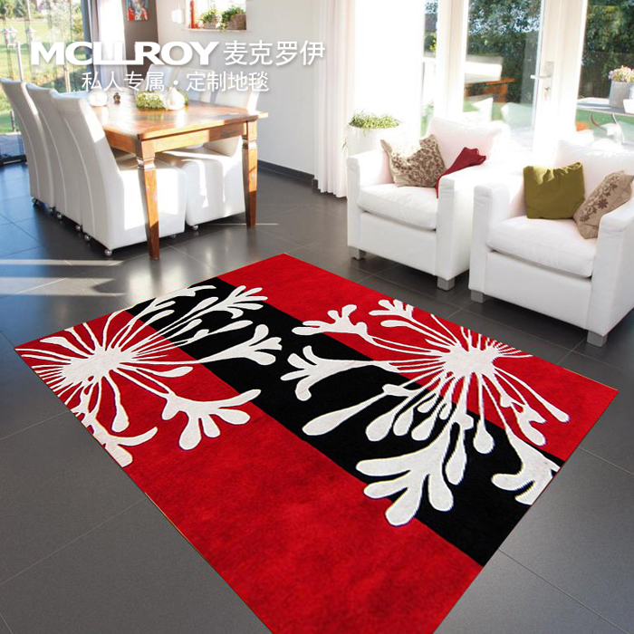 麦克罗伊定制进口羊毛地毯 美式简约新婚红色 卧室客厅茶几地垫