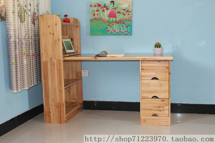 特价包邮儿童写字台实木台式电脑桌书柜组合书桌学习桌松木家具