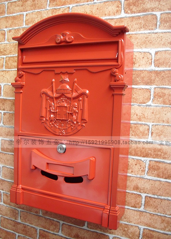 【圣帝尔】信报箱 户外室外别墅信箱 防雨不生锈铸铝邮箱 红色小
