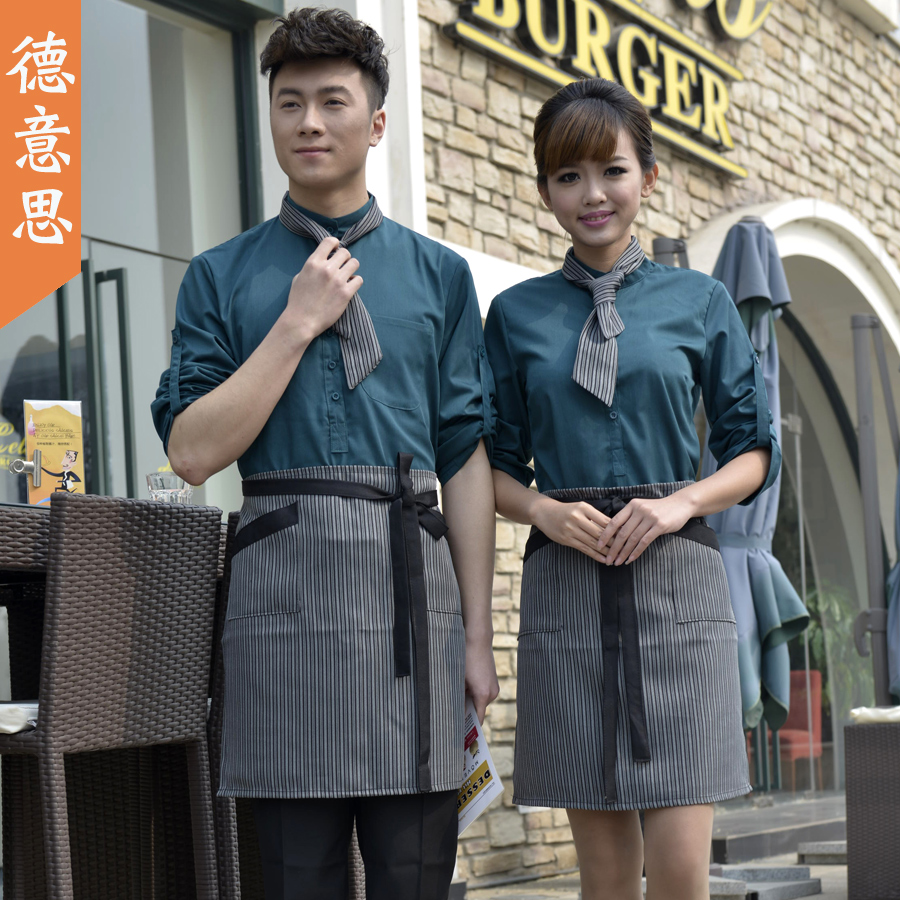 酒店工作服秋冬装 饭店餐饮服务员工作服长袖 西餐咖啡厅制服