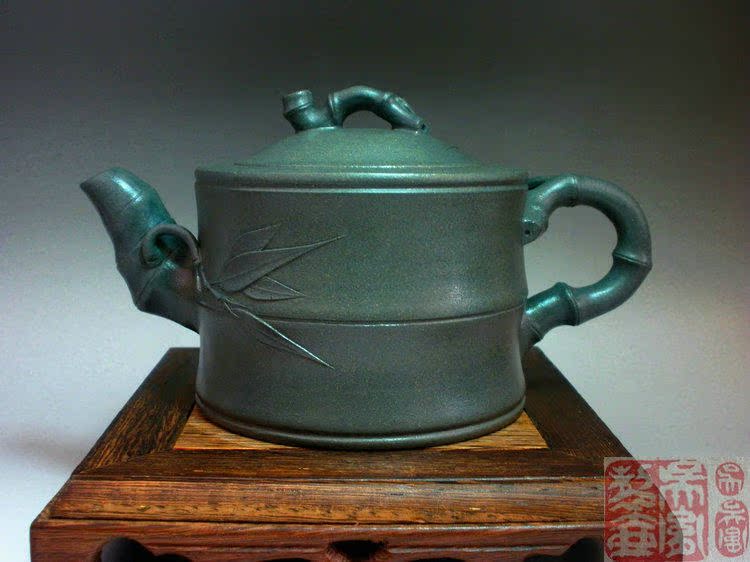 特价紫砂壶宜兴正品中竹段竹节原矿绿泥名家全手工实用泡茶壶茶具