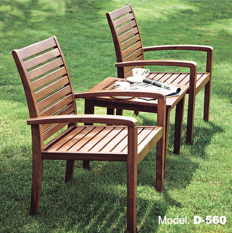 D560户外家具实木会客桌椅 防腐木室外实木桌椅 花园庭院桌椅
