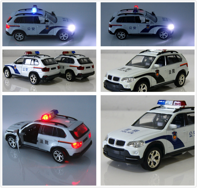 声光警车 合金汽车模型 宝马X5 现代三菱丰田 玩具车儿童精品礼物