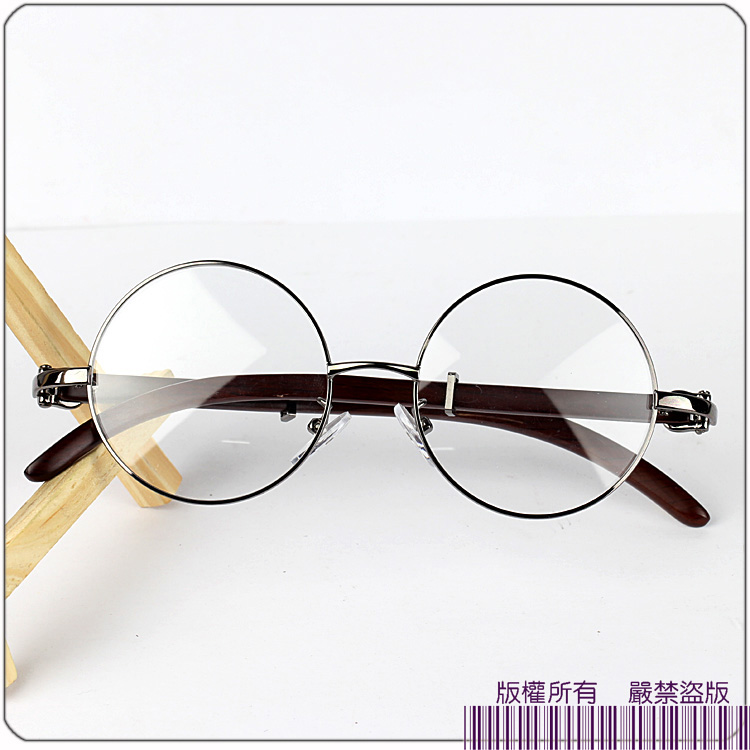 新款时尚复古圆形眼镜架配天然水晶平光镜、近视镜太阳镜老花镜片
