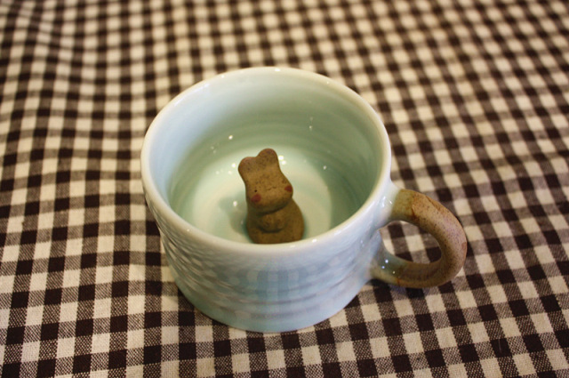 景德镇陶瓷礼品水杯定制 手工拉坯青釉手捏小兔 情侣咖啡花茶杯