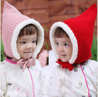 婴儿帽子 儿童帽造型精灵风斗帽 宝宝帽 婴儿针织帽 加绒版