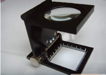 包邮 金属折叠照布镜10倍放大镜/带刻度带指针/带灯照布镜 送电池