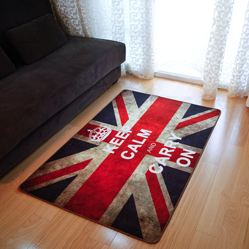 米字旗客厅地毯复古茶几英国旗美式地垫卧室床边脚垫防滑进门垫子