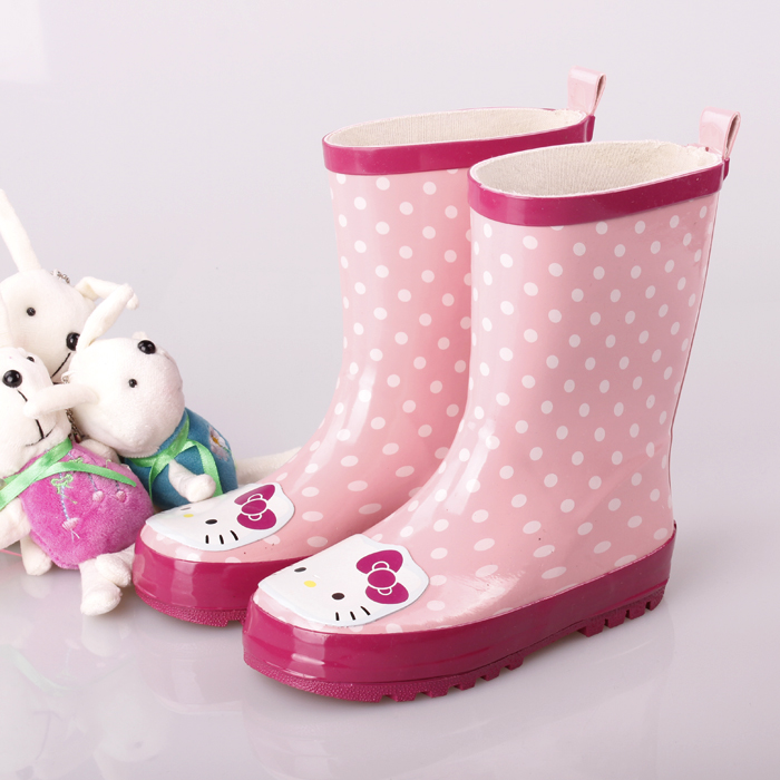 包邮儿童雨鞋可爱猫粉色女童雨鞋亲子雨鞋雨靴新款KT猫可保暖雨鞋